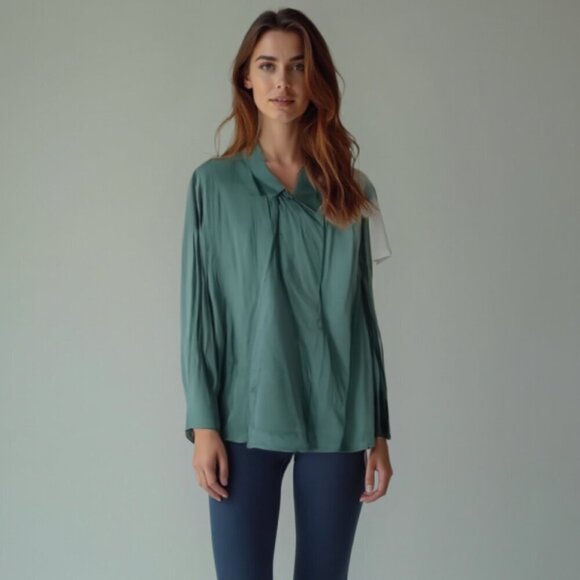 ❤️ okakie Dark Green Long Sleeve Shirt S - Picture 1 of 10